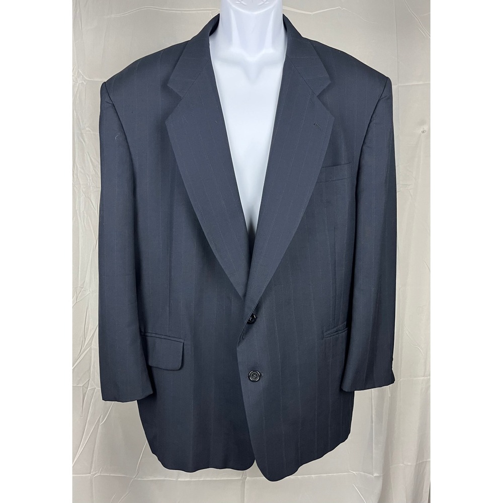 Oscar de la Renta Men's 50R Navy Pinstripe Wool Blend Sport Coat Blazer Classic